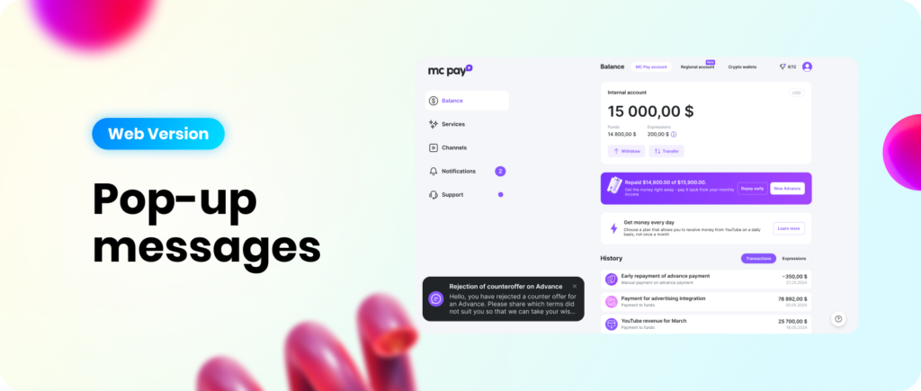 Pop-up messages 